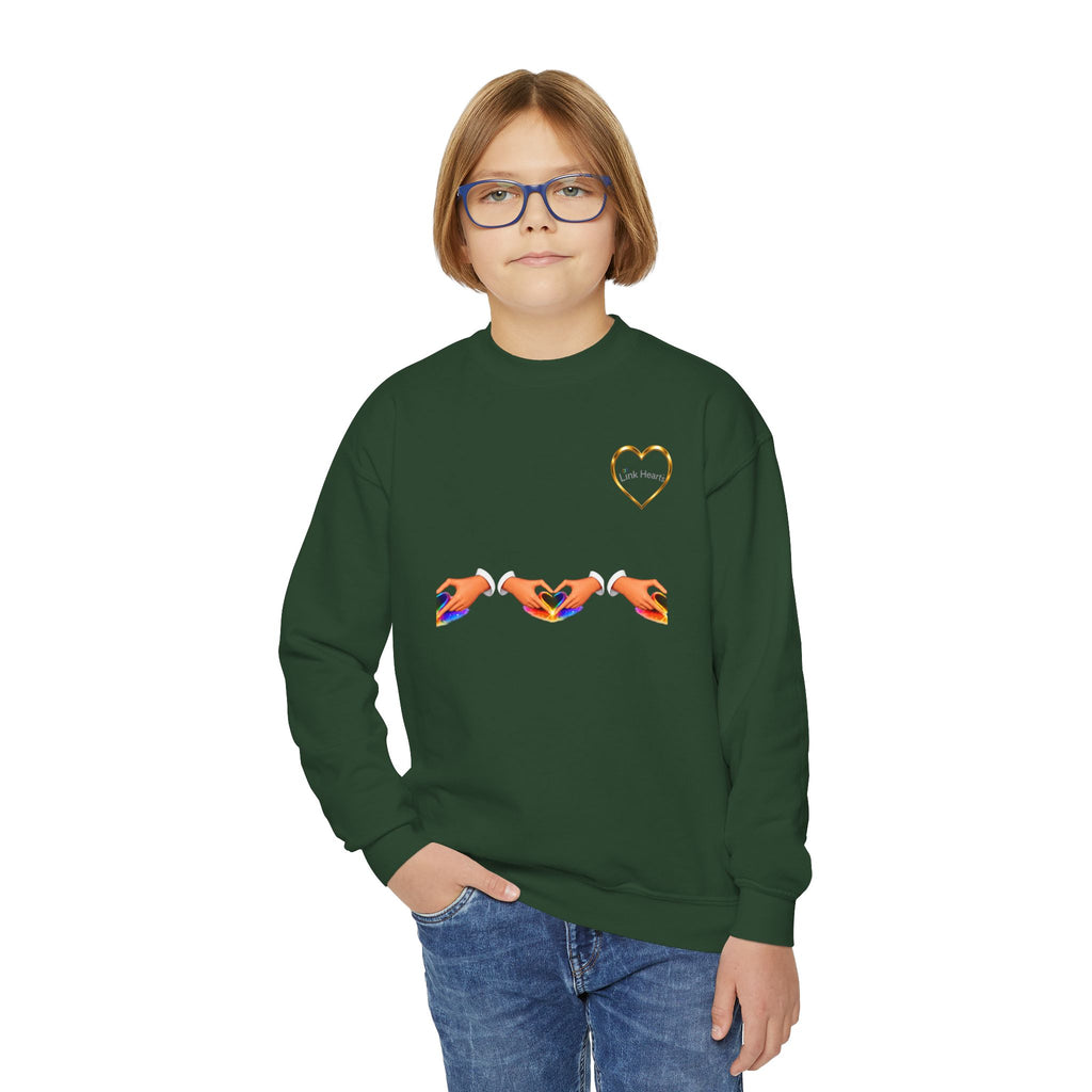 Link Hearts™ Youth Crewneck Sweatshirt — Kids' Heart Link Graphic Pullover