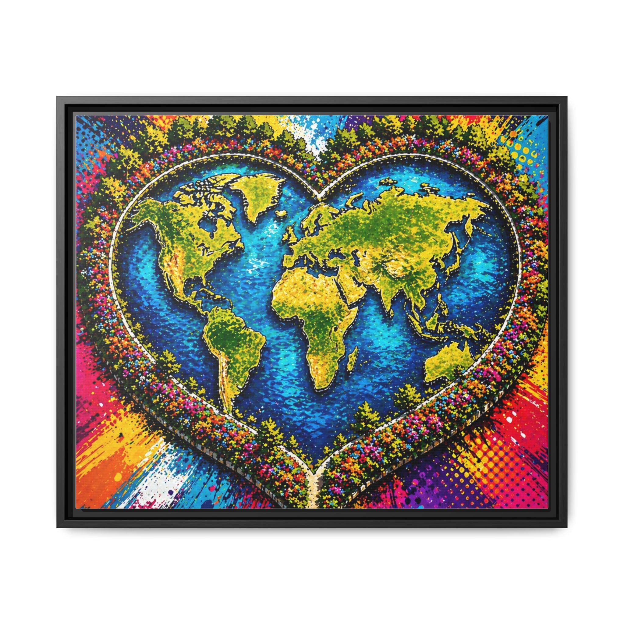 LinkHearts™ Framed Matte Canvas Wall Art — Multi‑Color