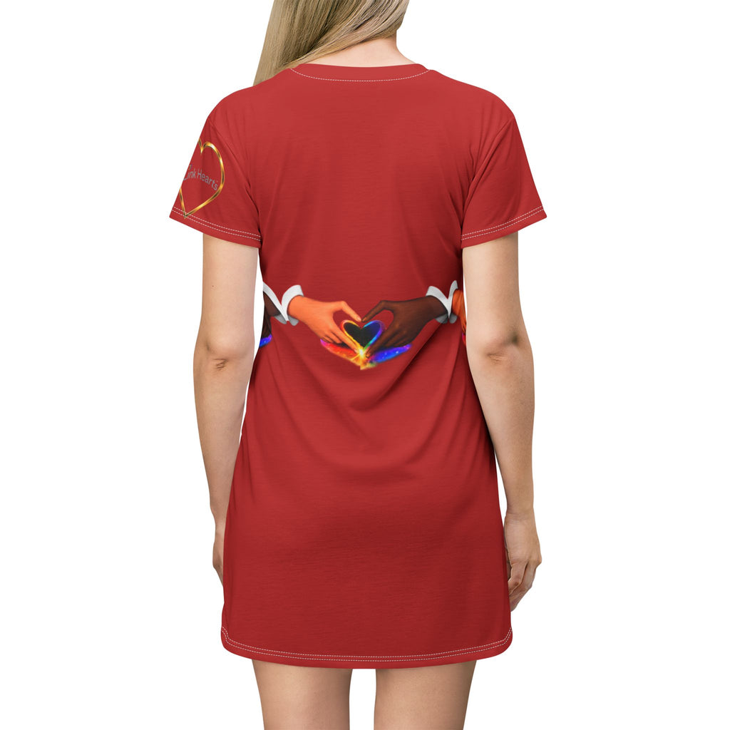 Link Hearts™ Unity T-Shirt Dress — All-Over Print