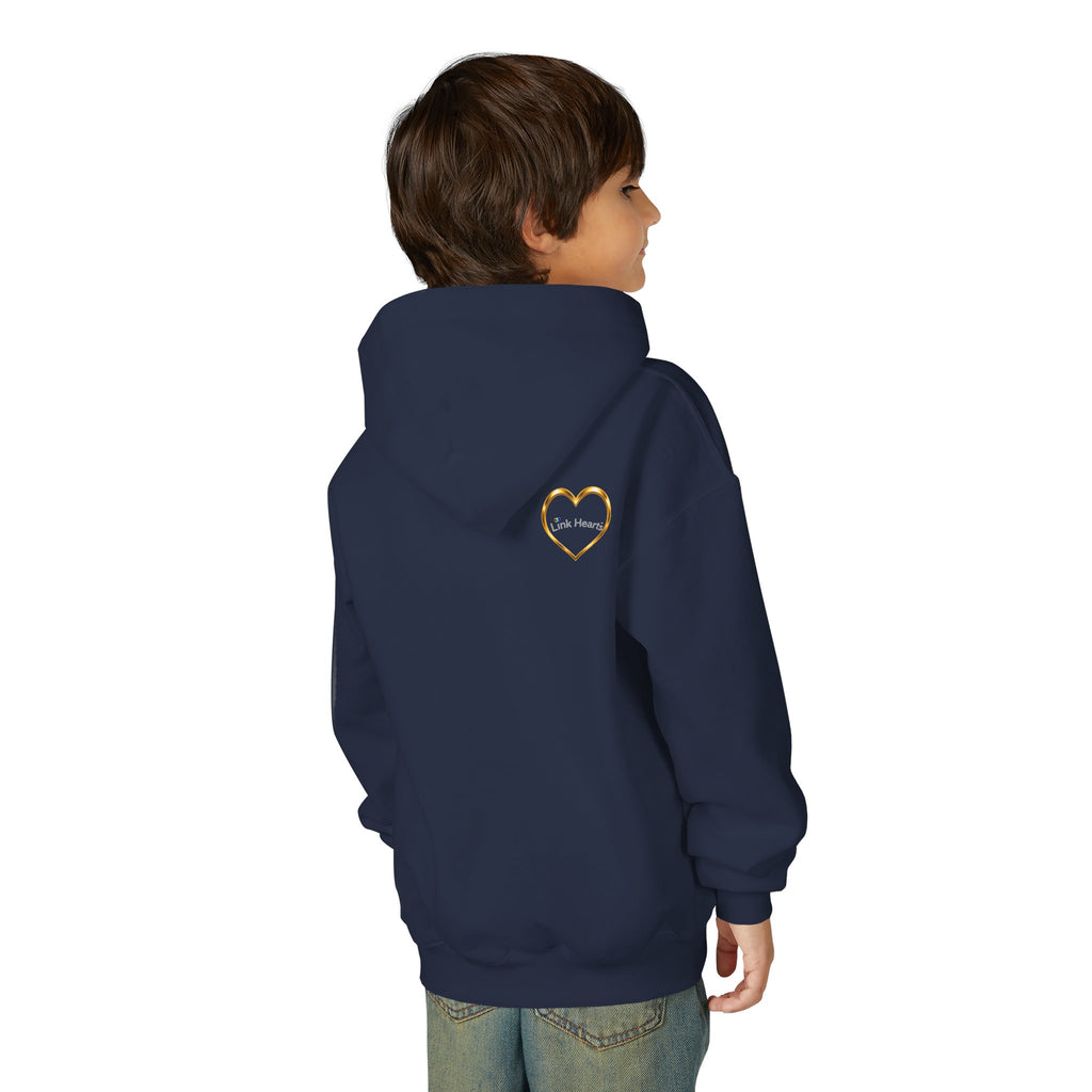 Youth Hoodie — Rainbow Heart Hands Design
