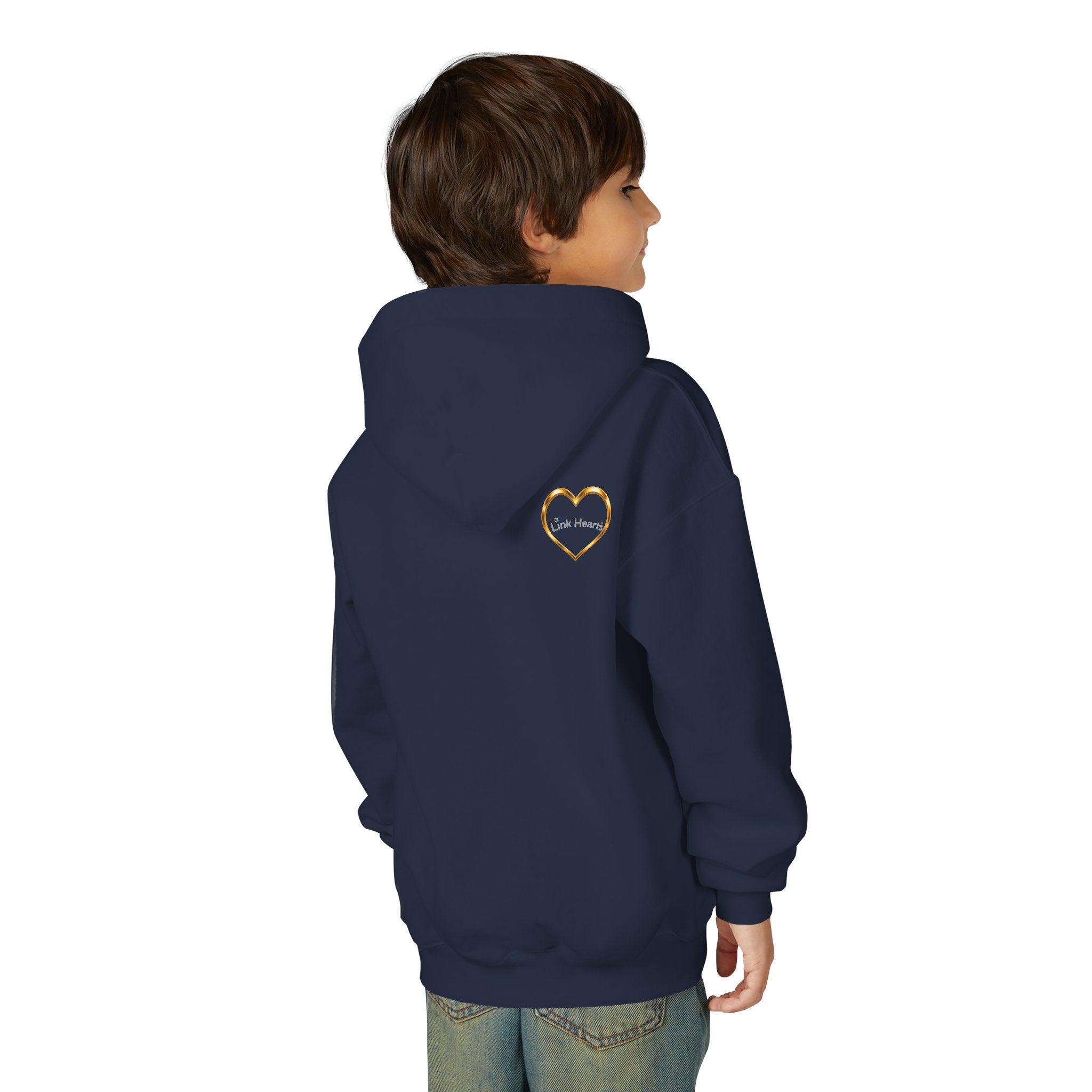 Youth Hoodie — Rainbow Heart Hands Design