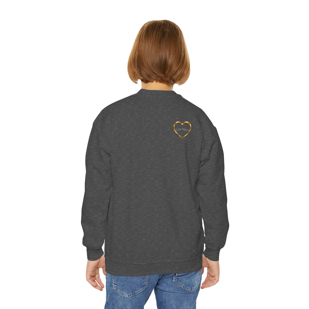 Link Hearts™ Youth Crewneck Sweatshirt — Cute Interlinked Hearts Graphic for Kids
