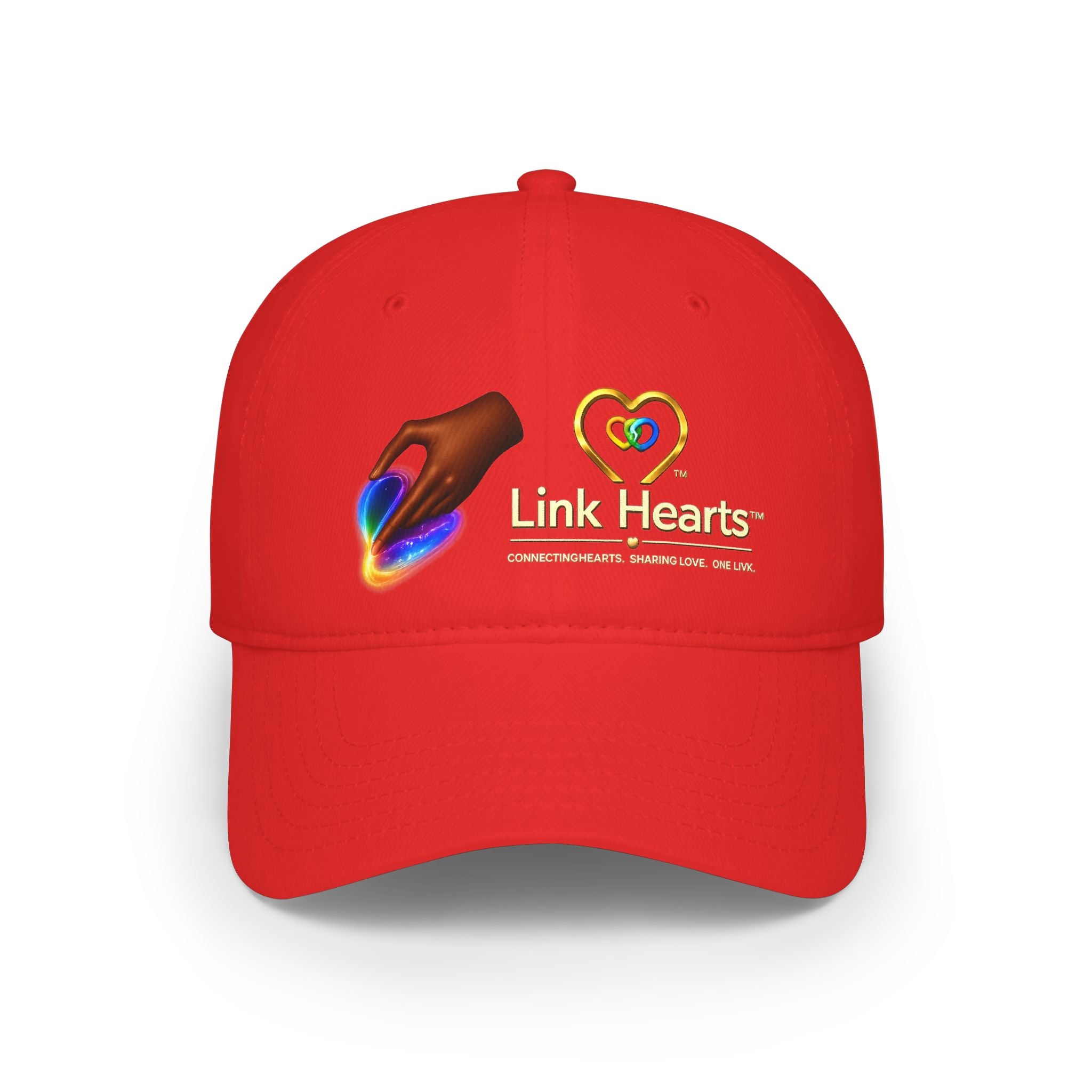 Link Hearts Red Baseball Cap — Rainbow Heart Low Profile Cap