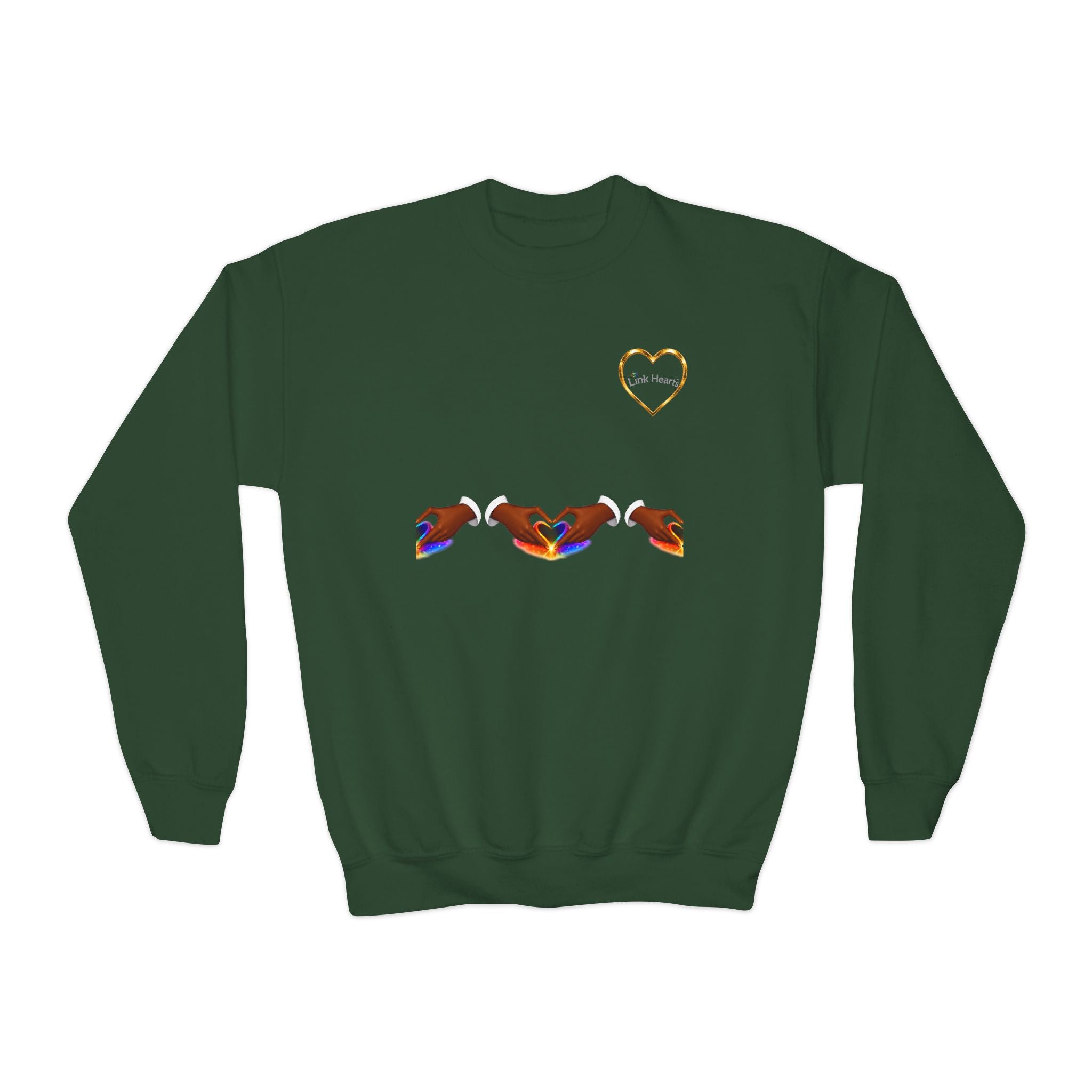 Link Hearts™ Youth Crewneck Sweatshirt — Heart Chain Graphic Pullover for Kids