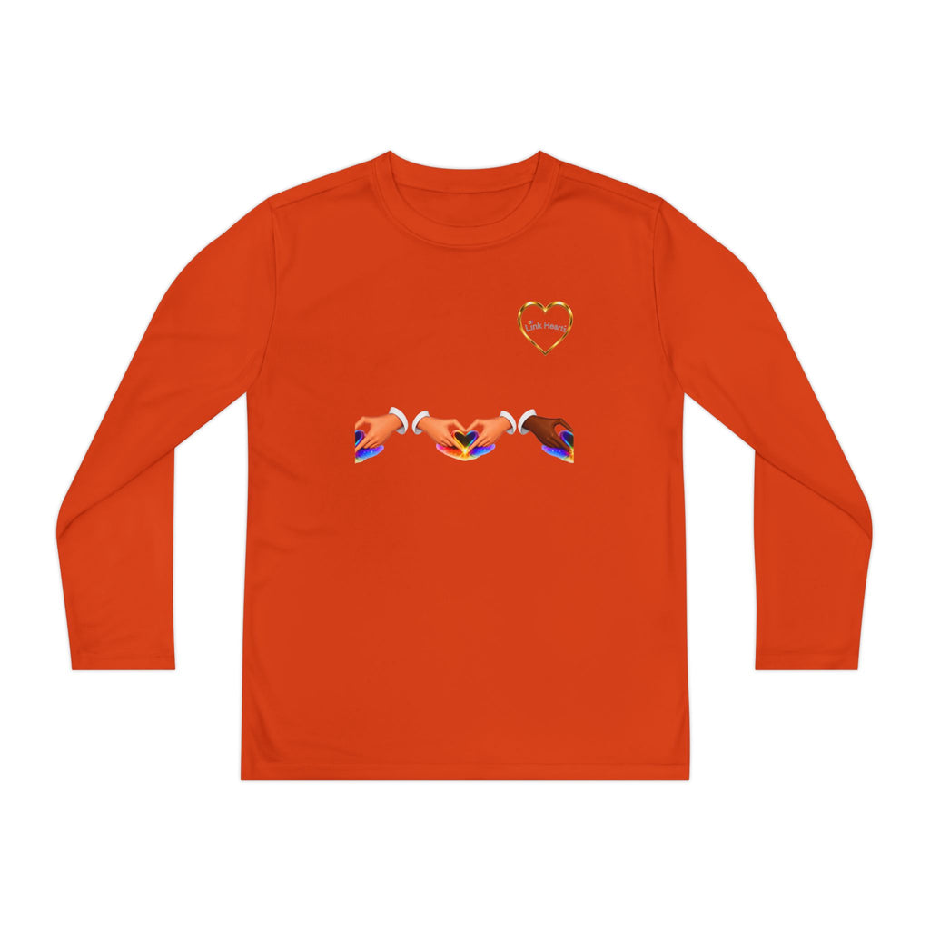 Link Hearts™ Youth Long Sleeve Tee – Rainbow Hand Heart Design (Love Unity)