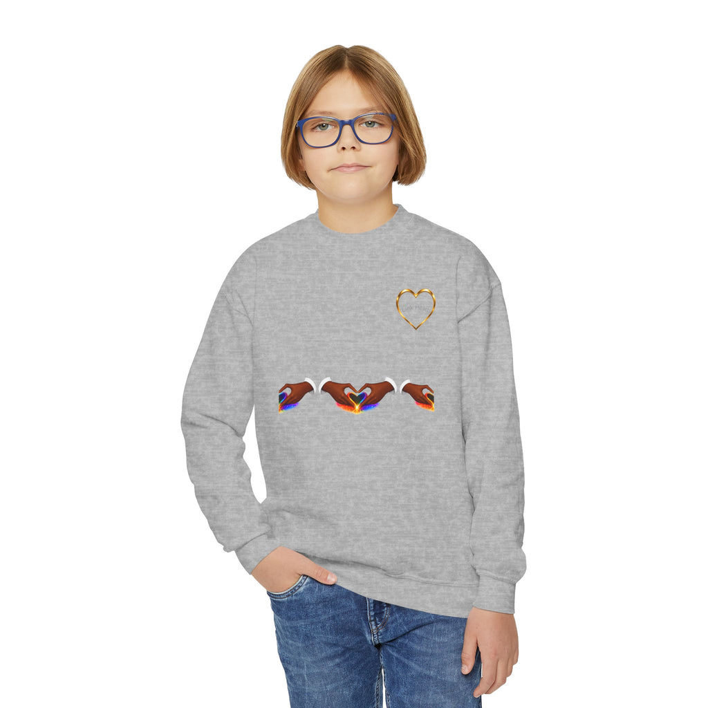 Link Hearts™ Youth Crewneck Sweatshirt — Heart Chain Graphic Pullover for Kids
