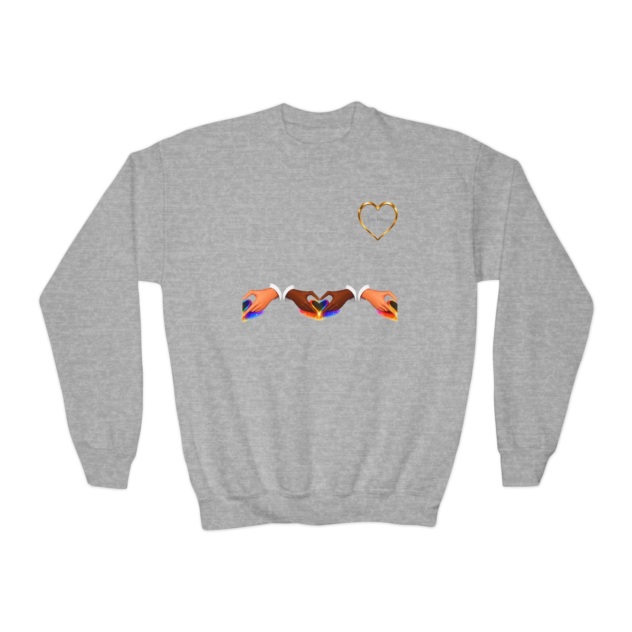 Link Hearts™ Youth Crewneck Sweatshirt — Cute Interlinked Hearts Graphic for Kids