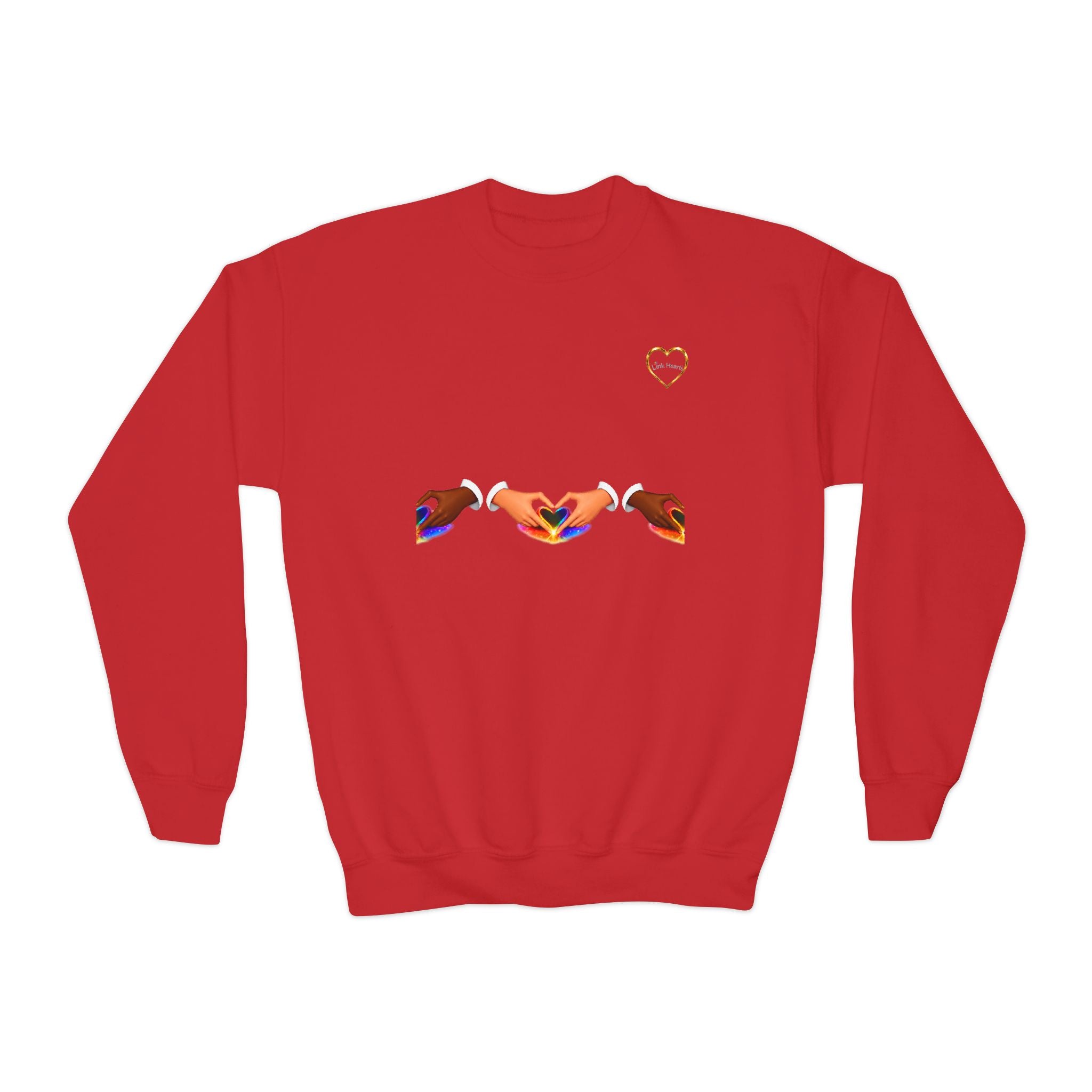 Link Hearts™ Youth Crewneck Sweatshirt — Kids Graphic Heart Crewneck
