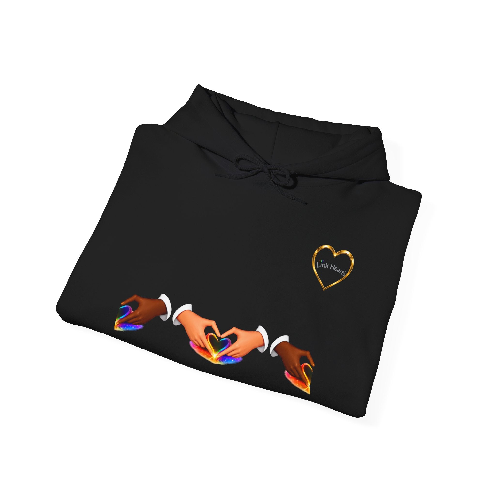 Hoodie — Rainbow Heart Hands Graphic Pullover