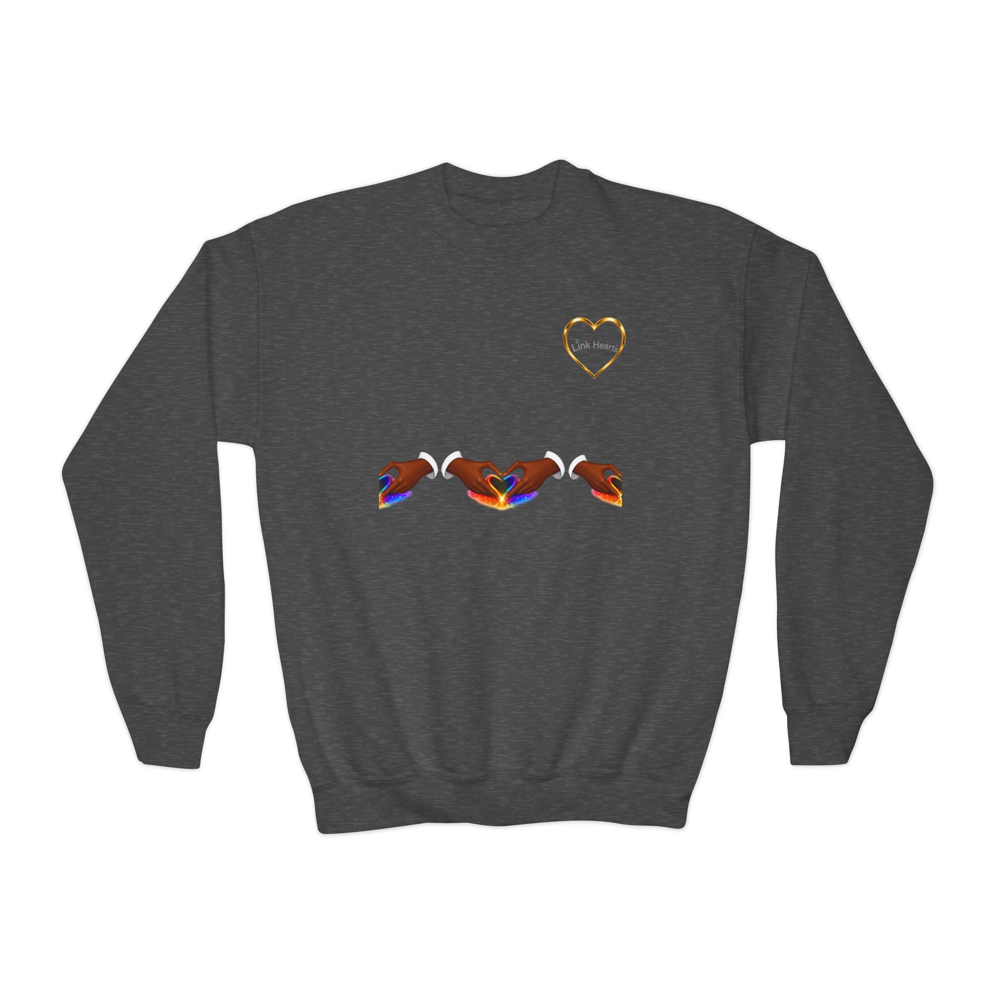 Link Hearts™ Youth Crewneck Sweatshirt — Heart Chain Graphic Pullover for Kids