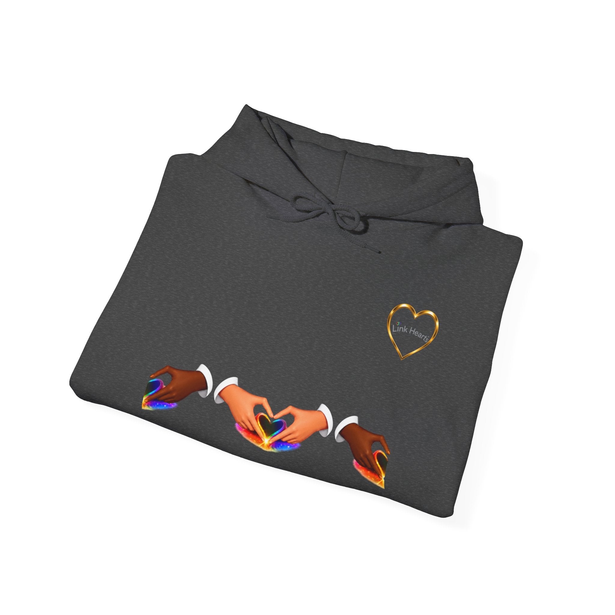Hoodie — Rainbow Heart Hands Graphic Pullover