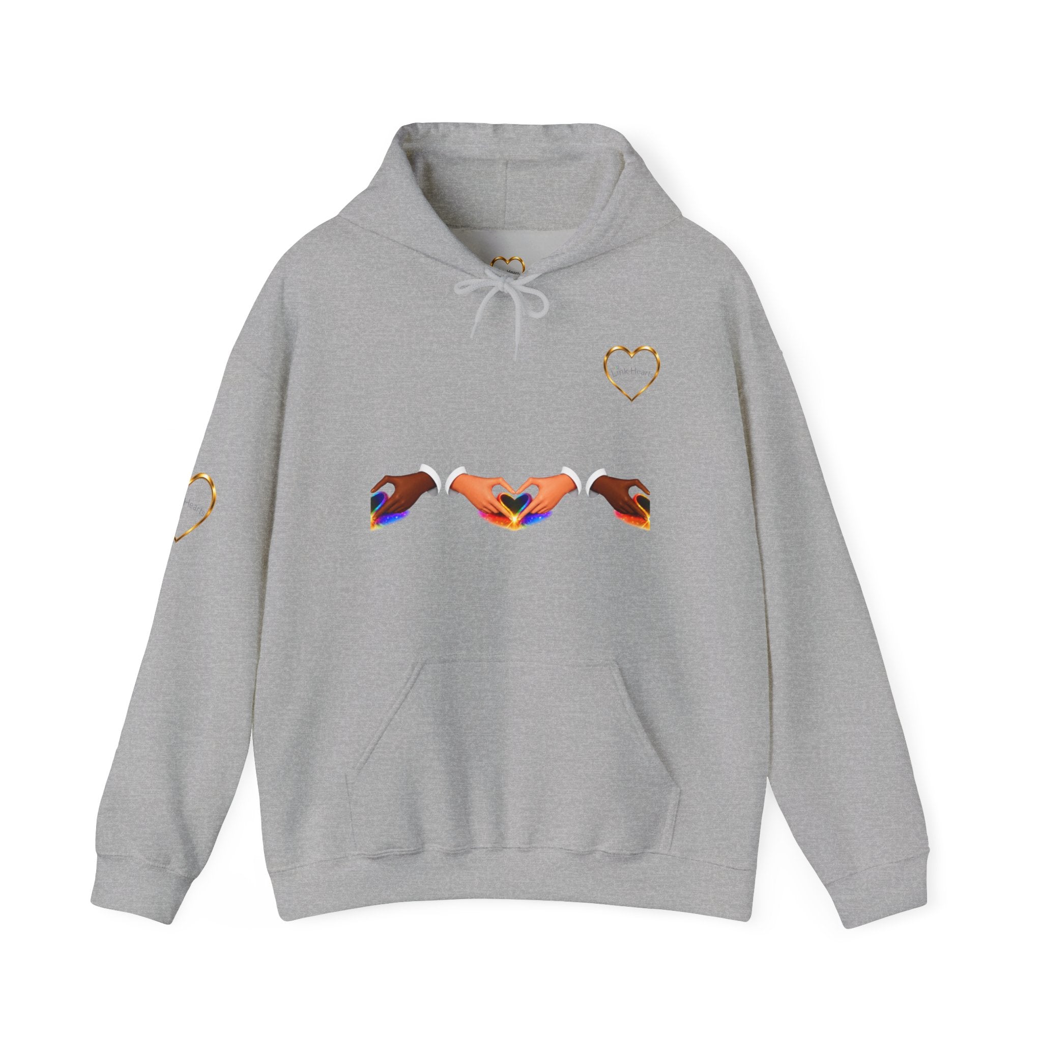 Hoodie — Rainbow Heart Hands Graphic Pullover