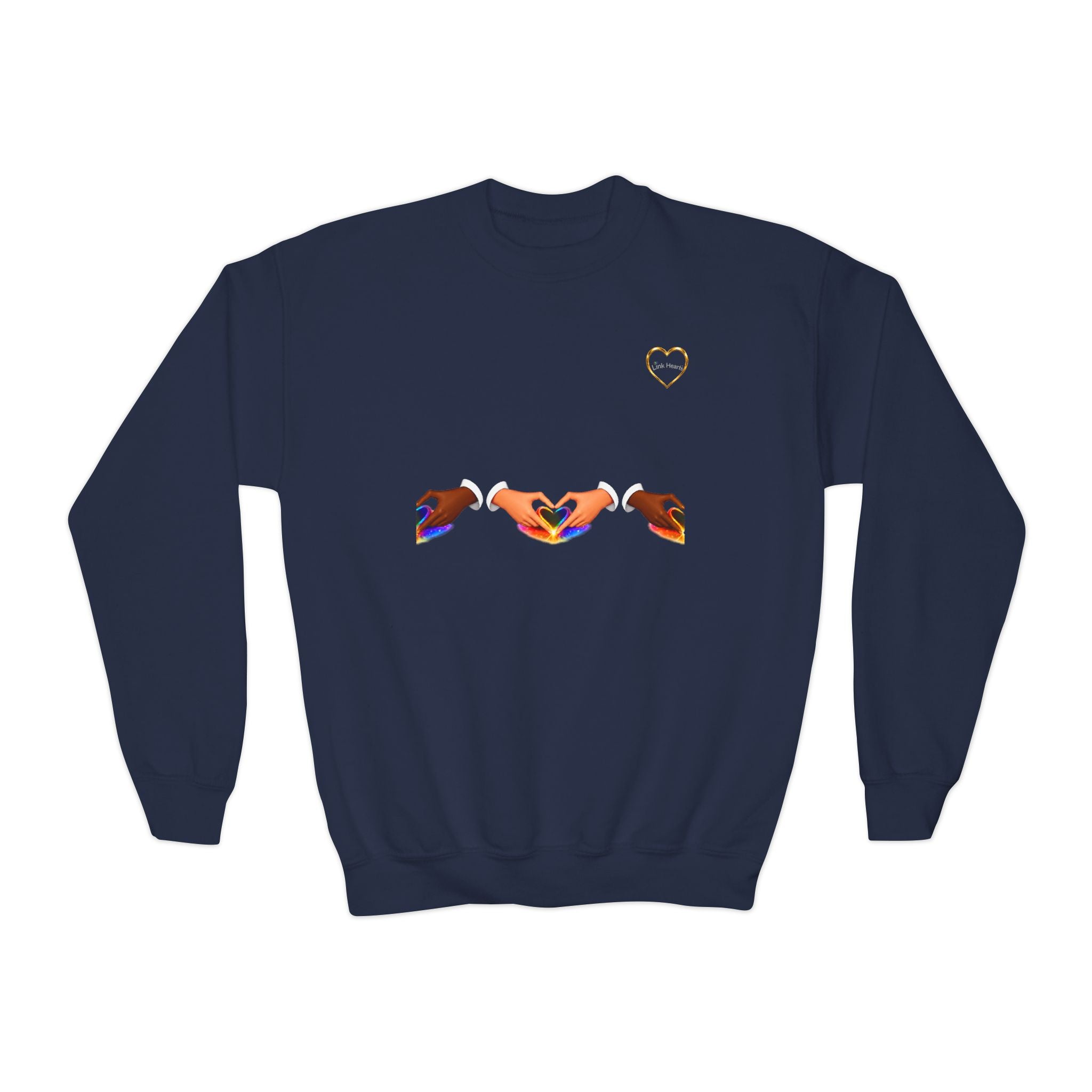 Link Hearts™ Youth Crewneck Sweatshirt — Kids Graphic Heart Crewneck