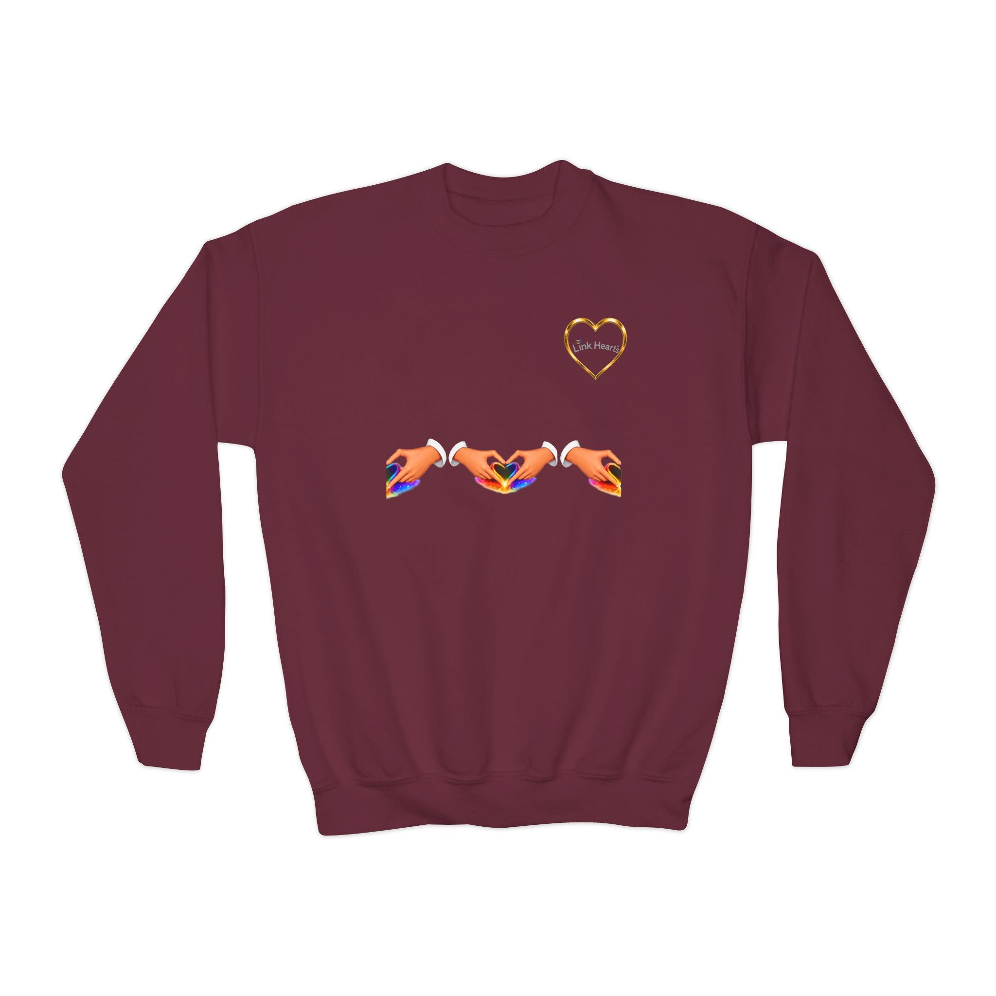 Link Hearts™ Youth Crewneck Sweatshirt — Kids' Heart Link Graphic Pullover