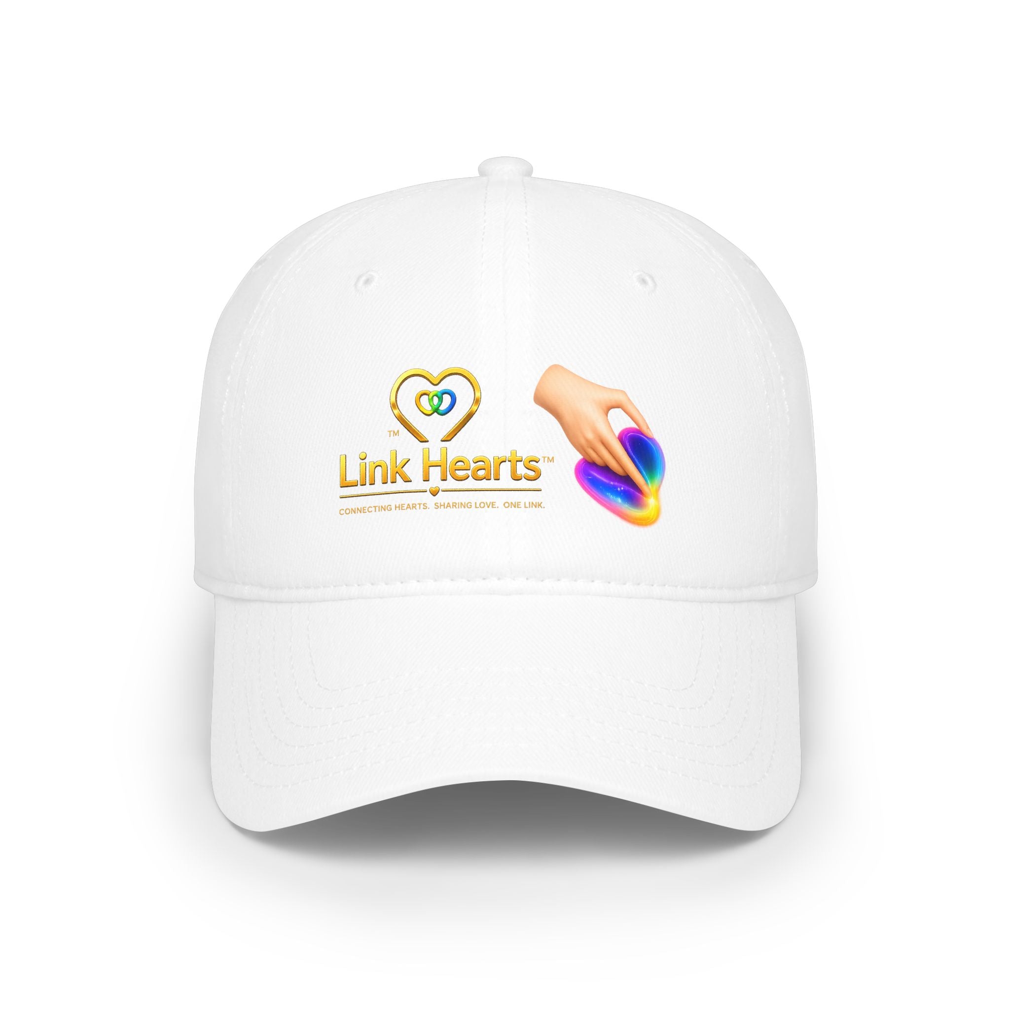 Link Hearts Rainbow Heart Embroidered Couples Baseball Cap — Charity Donation Hat