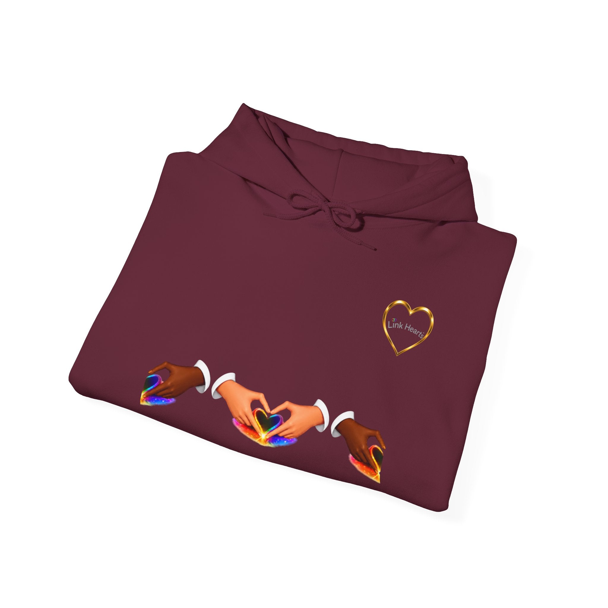 Hoodie — Rainbow Heart Hands Graphic Pullover