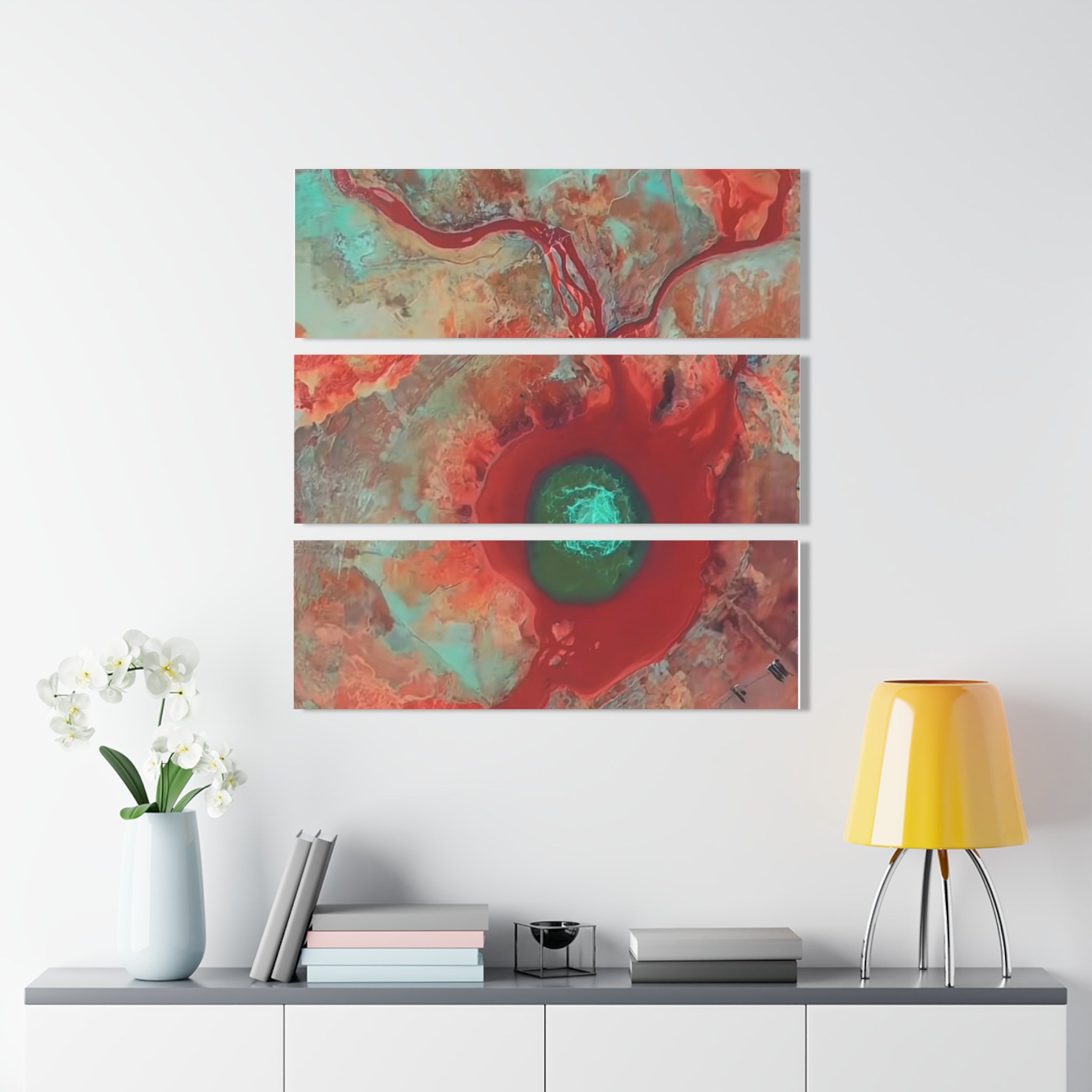 Link Hearts™ Abstract Triptych Acrylic Print — Bold Colour Modern Wall Art for Living Room & Bedroom