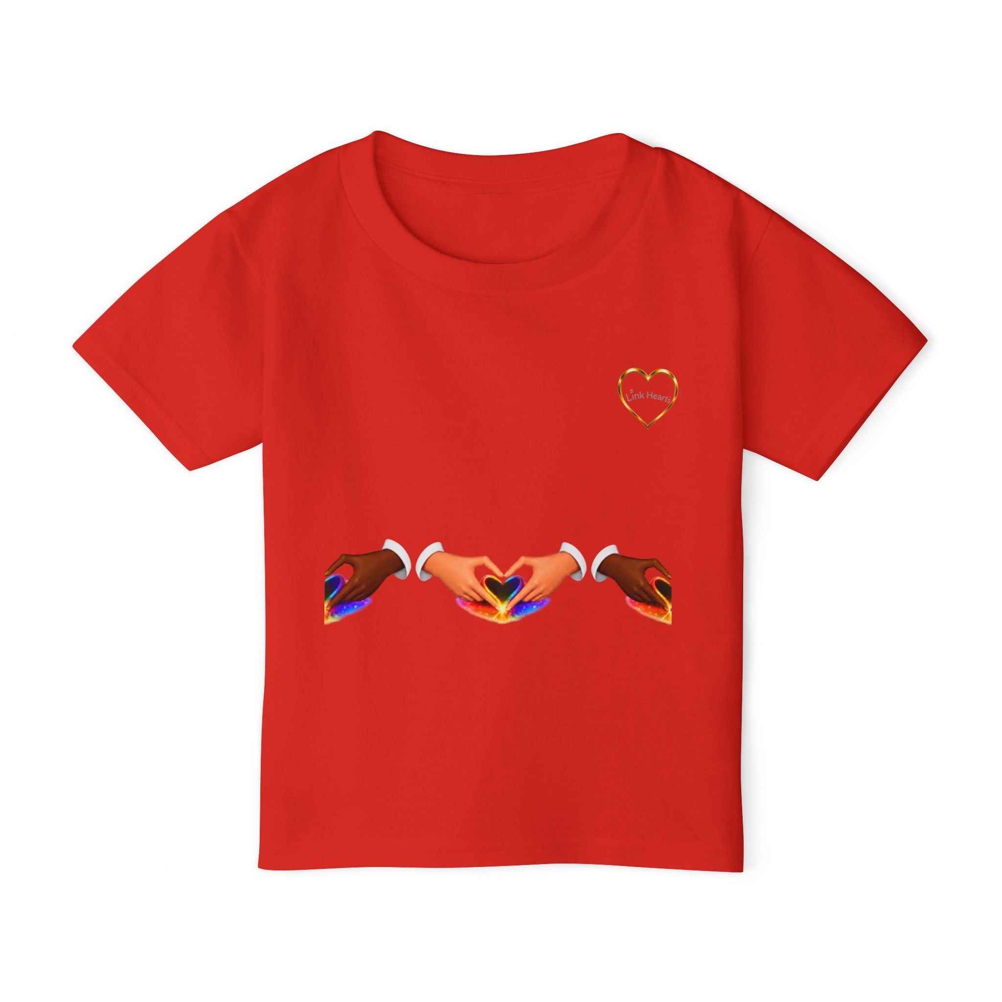 Toddler T‑Shirt — Rainbow Heart Hands Graphic, Inclusive Love Kids Tee