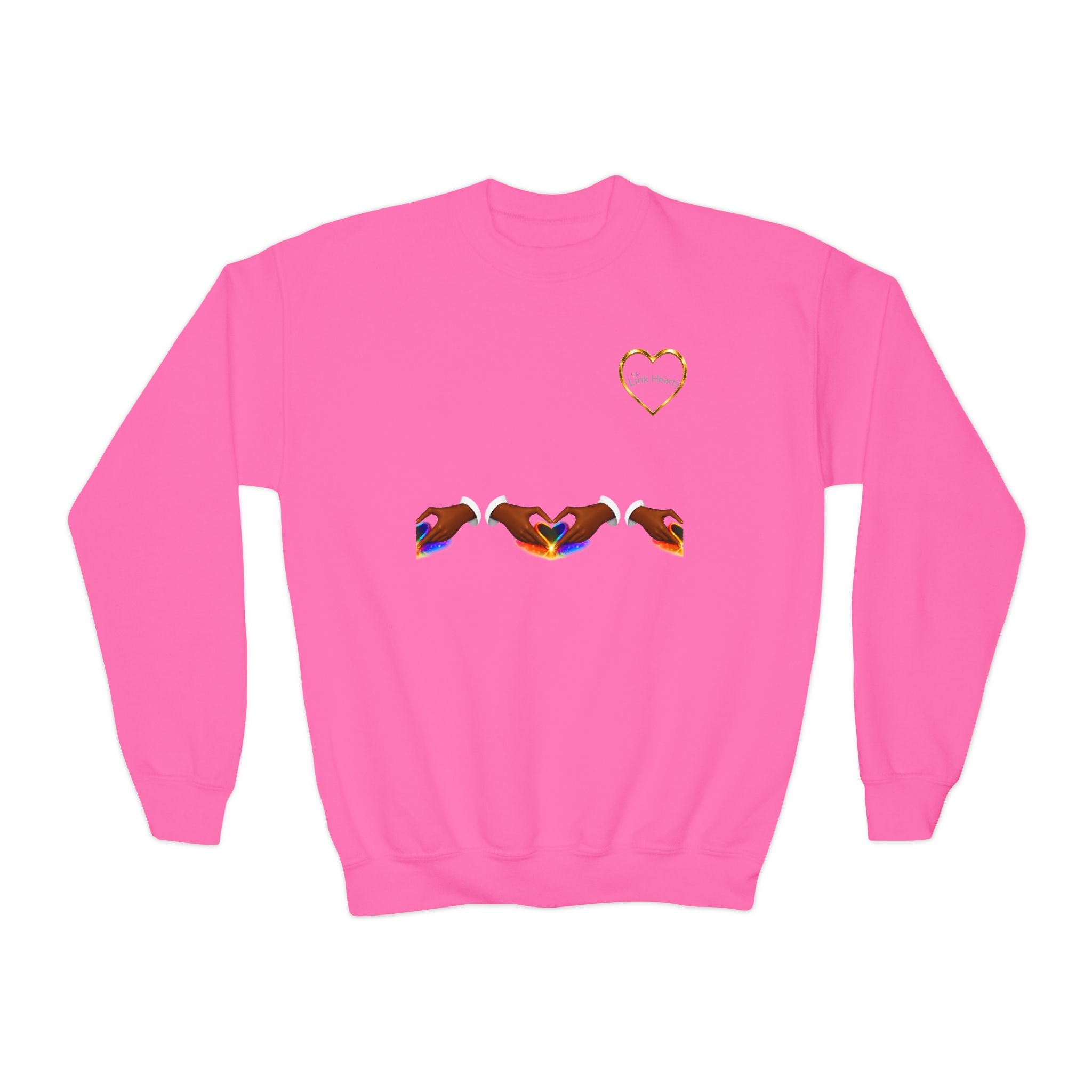 Link Hearts™ Youth Crewneck Sweatshirt — Heart Chain Graphic Pullover for Kids
