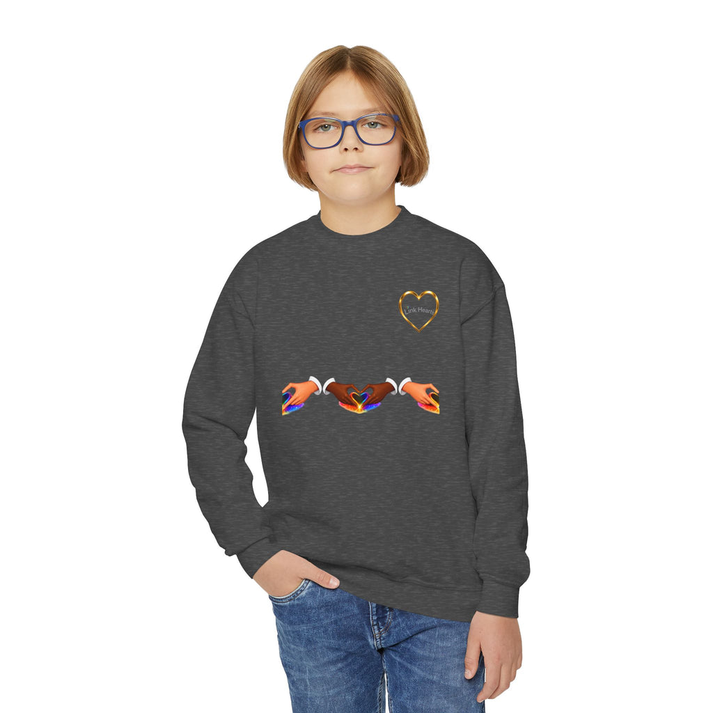 Link Hearts™ Youth Crewneck Sweatshirt — Cute Interlinked Hearts Graphic for Kids