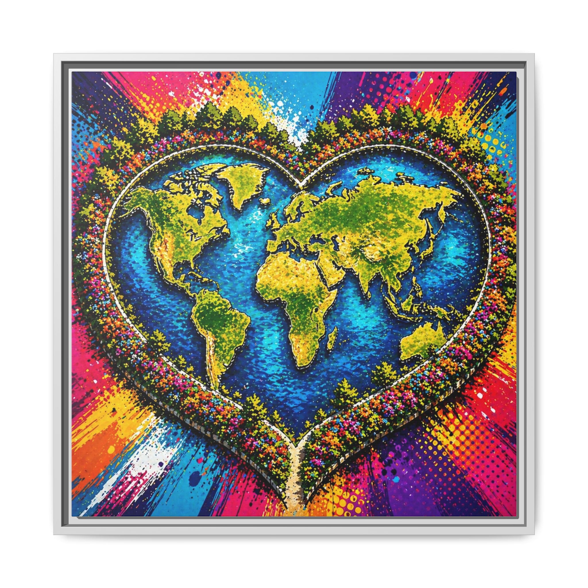 LinkHearts™ Framed Matte Canvas Wall Art — Multi‑Color
