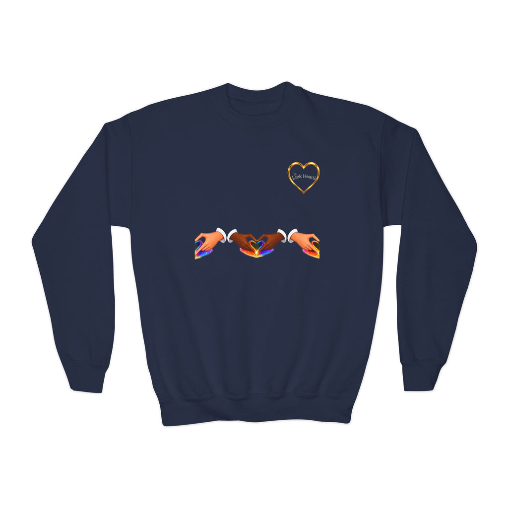 Link Hearts™ Youth Crewneck Sweatshirt — Cute Interlinked Hearts Graphic for Kids