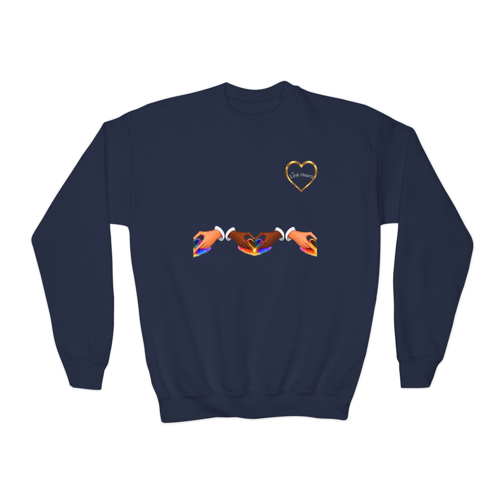 Link Hearts™ Youth Crewneck Sweatshirt — Cute Interlinked Hearts Graphic for Kids