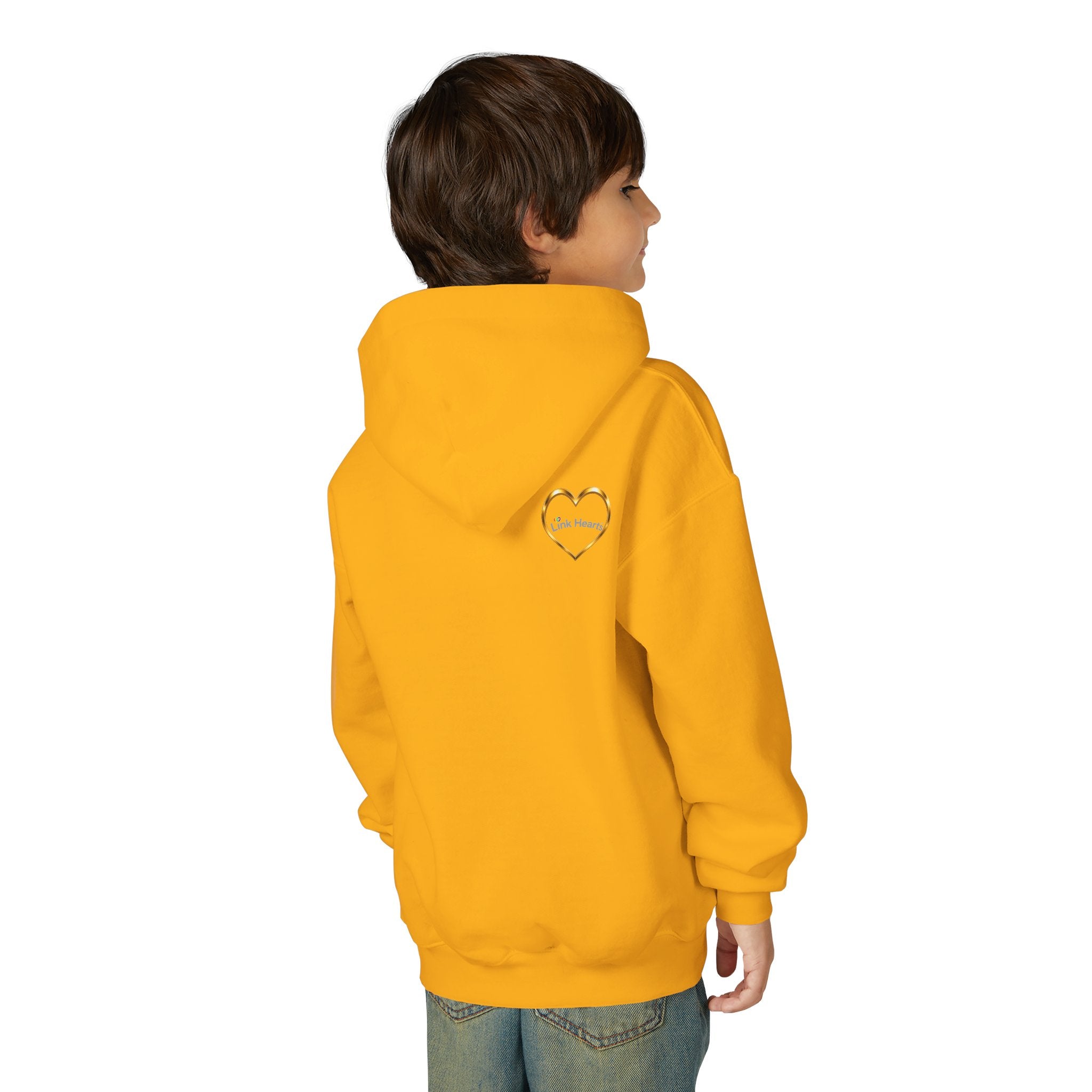 Youth Hoodie — Rainbow Heart Hands Design
