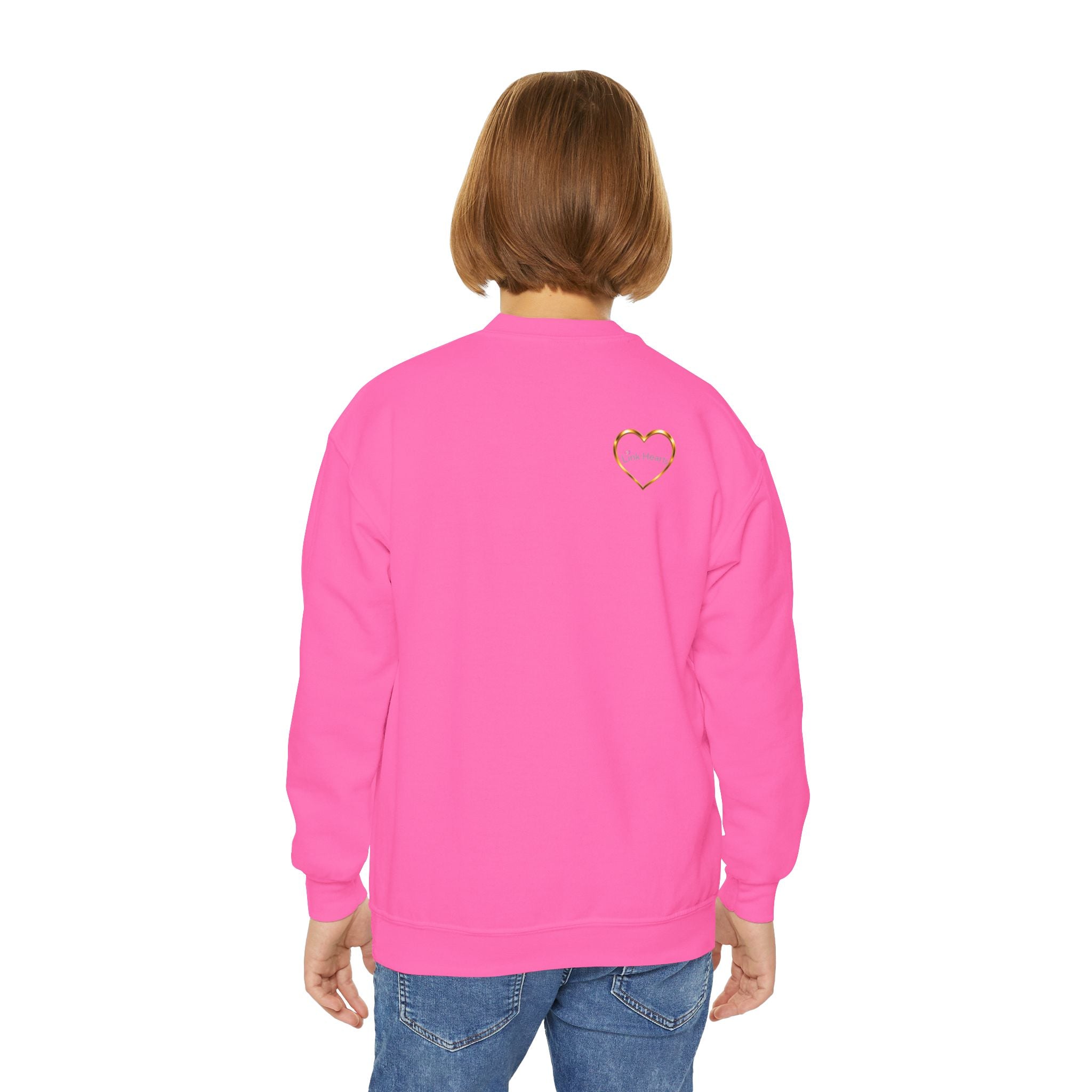 Link Hearts™ Youth Crewneck Sweatshirt — Cute Interlinked Hearts Graphic for Kids