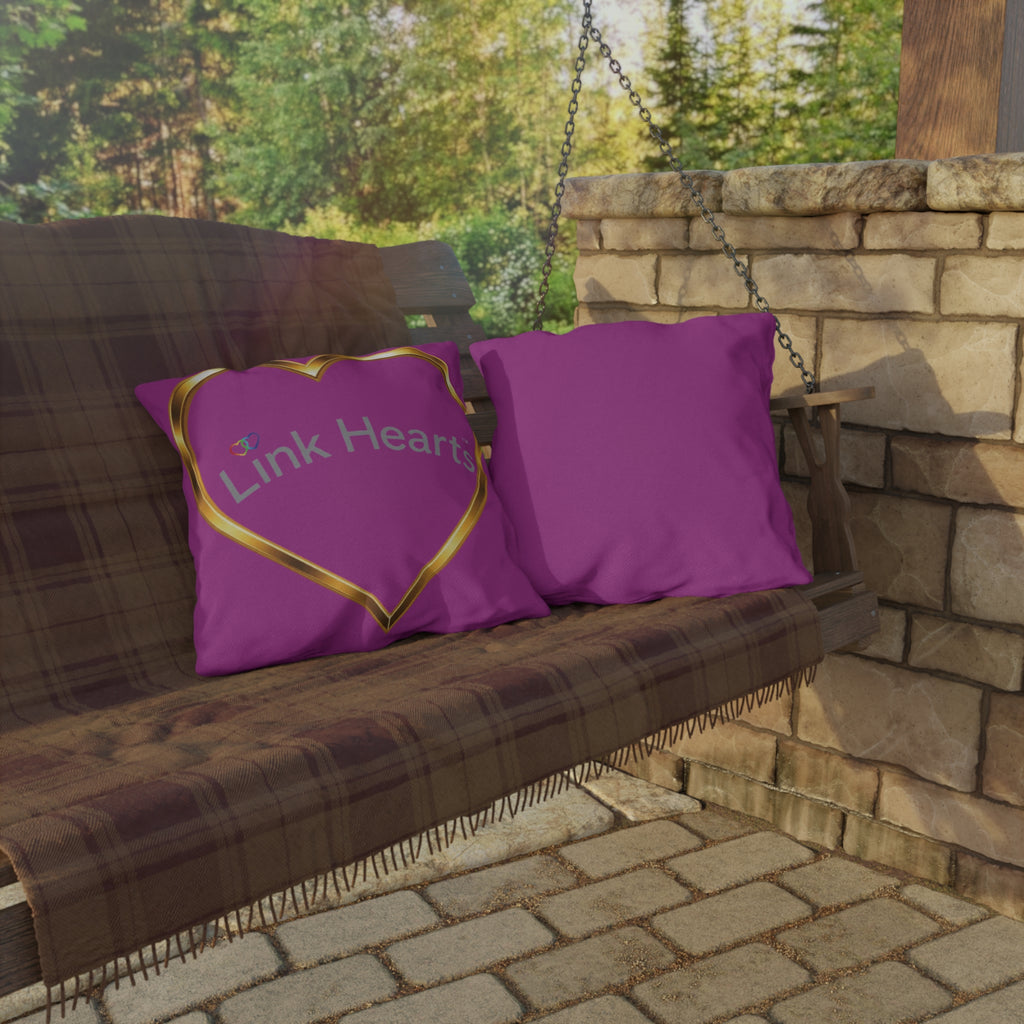 Link Hearts Outdoor Pillow — Rainbow Hands Heart Design